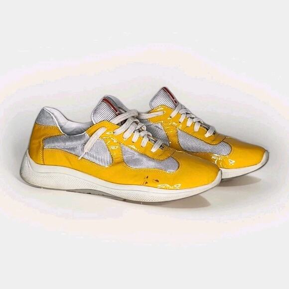 Prada America's Cup Sneakers Yellow White Size 46 / US 13 No Box Read Please - Picture 1 of 12